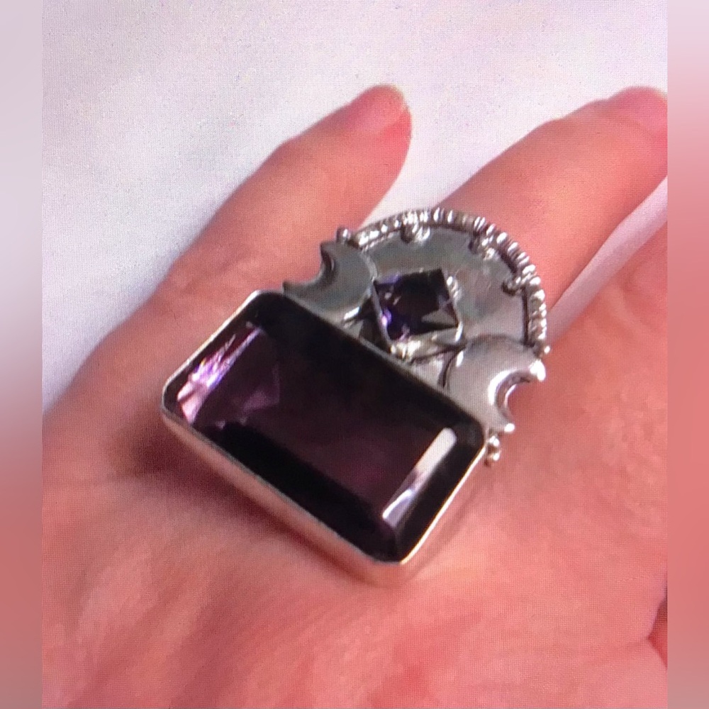 Amethyst Stamped 925 Sterling Silver Ring
